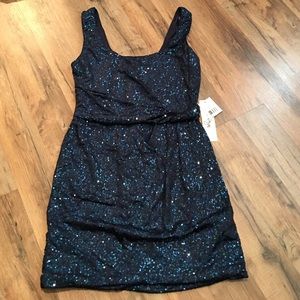 Navy and Teal Sequin Mini Dress
