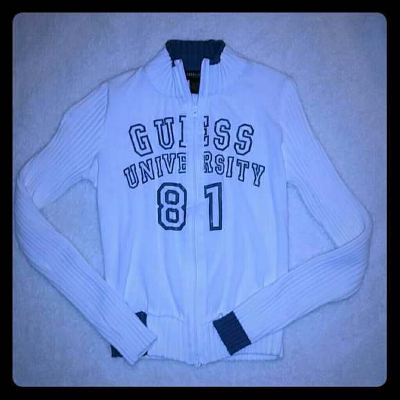 * White Guess zip up sweater