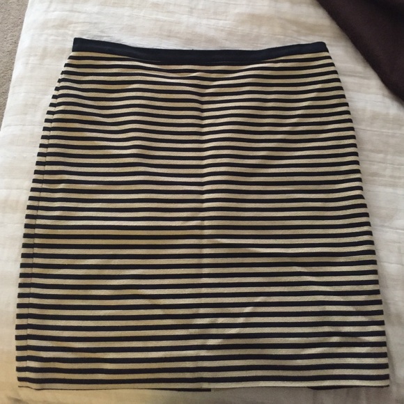 LOFT striped skirt navy and beige