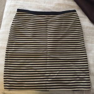 LOFT striped skirt navy and beige