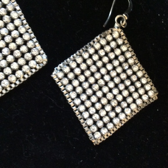 Silver Rhinestone Earrings "Chain Mail" Style. 13