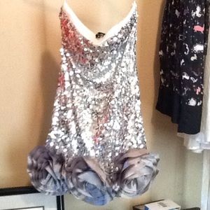 Silver sequin party dress