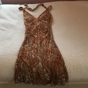 Orange V-neck halter dress