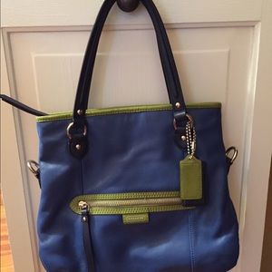 Coach two tone medium bag in blue and green