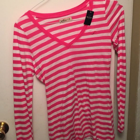 Long sleeve white and pink strips