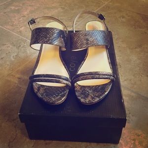 Small wedge heel bronze snake sandals 9.5