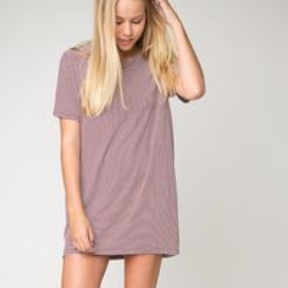 Brandy Melville Pink & White Striped T-Shirt Dress