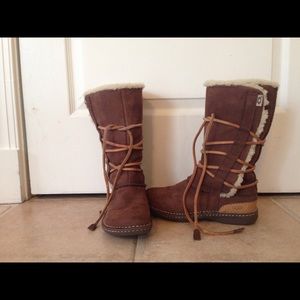 Like new chocolate lace up Ugg Boots  EUC