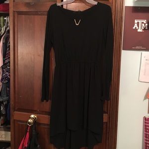 Hi low, black long sleeve dress