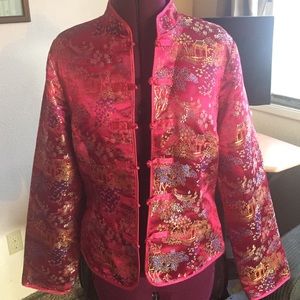 Asian Inspired Large Pink Brocade Jacket
