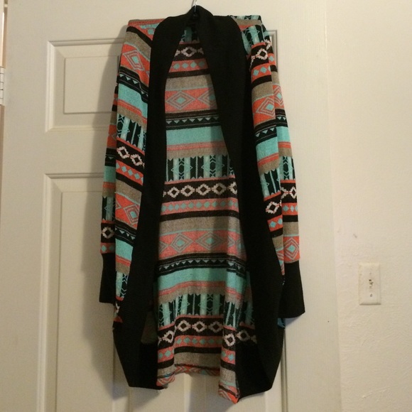 This is an Aztec print cardigan from Rue 21