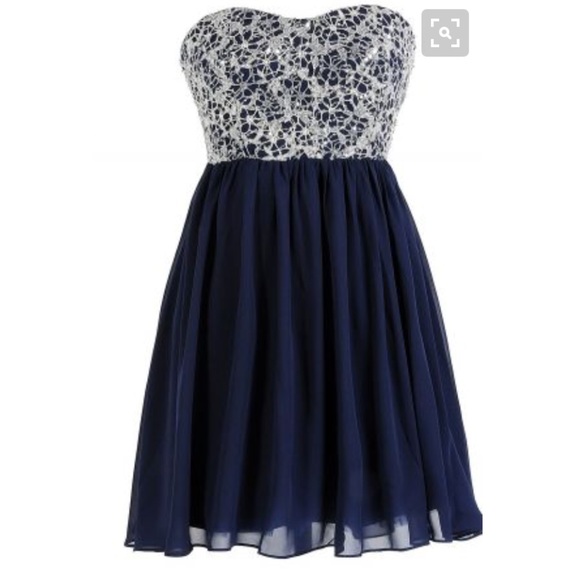 Blue and silver homecoming/ formal dress