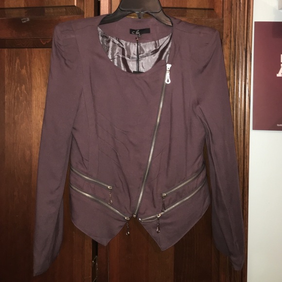 Gray. Zippers. Shoulder pads