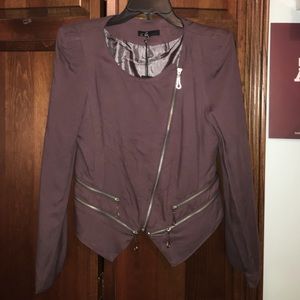 Gray. Zippers. Shoulder pads