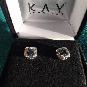 Kay Jewelers Blue Diamond Earrings Sterling Silver