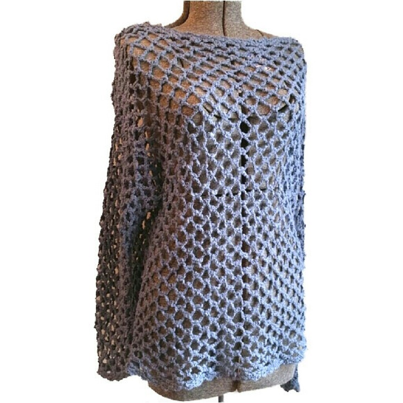 Carraig Donn Sweaters - Irish open knit sweater in dusty blue Medium linen