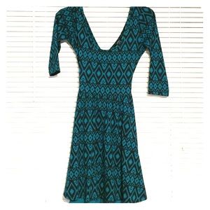 Black and Turquoise stretchy dress.