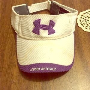 White & purple Under Armour visor