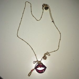 Betsy Johnson gold chain necklace w/ pendants