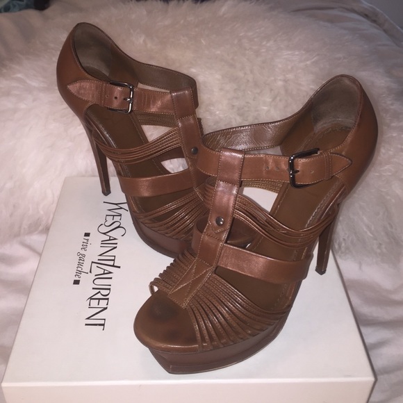 Yves Saint Laurent Napa Gianduia Platform Sandal