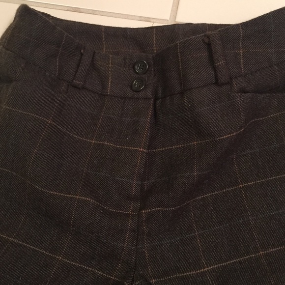 Brown wool pants with tiny blue and gold stripes! - Picture 2 of 2