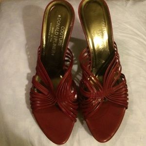 Donald J Pliner red strappy Italian heels
