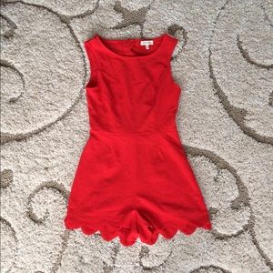 Red Scalloped Bottom Romper
