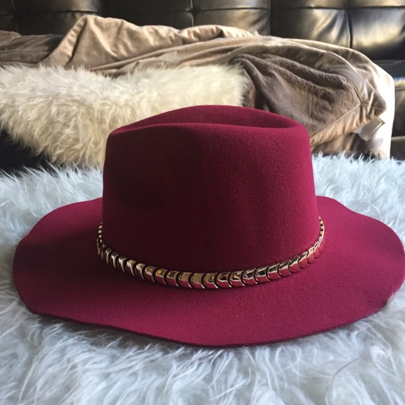 Chic Ruff Accessories - New Wide Brim Fedora Panama Hat Burgundy