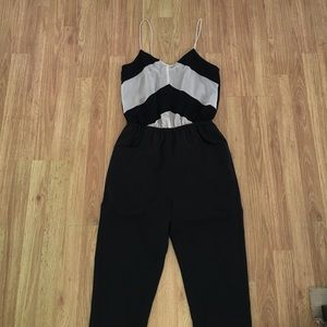 Naked Zebra-Black and white jumpsuit SMALL chevron