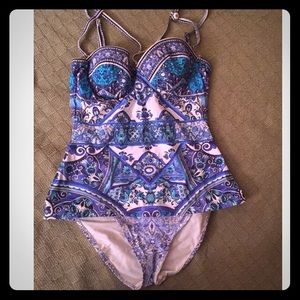 Printed one piece swimsuit