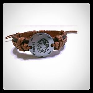 Zodiac signs leather bracelet (pisces)