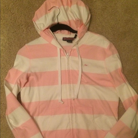 EUC pink/white stripe vineyard vines hoodie, Small
