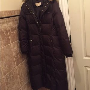 New long dark brown Michael Kors winter coat