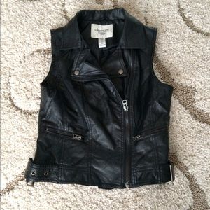 Faux Leather Black Vest