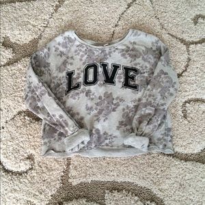 Cropped  Floral Grey Love Sweater