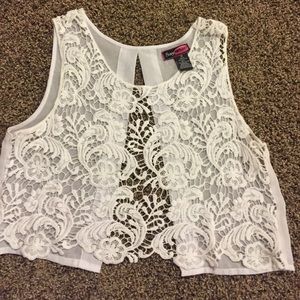 Lace front & sheer back crop top!
