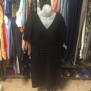 Black V-neck Short Sleeved Dress