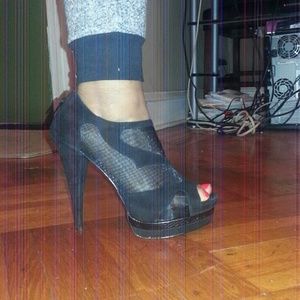 Black suede high heel