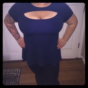 Navy blue cheetah print top