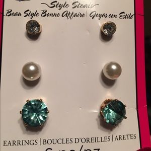 Bead Landing Earring Studs-3 Sets