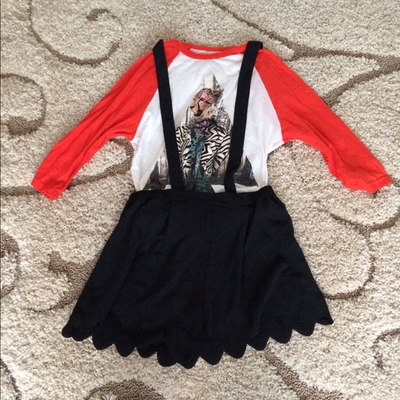 Black Overall Scalloped Shorts