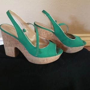 Green Tahari Sandal Wedges