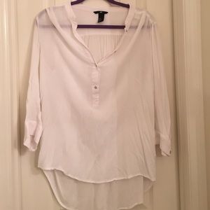 White half button blouse