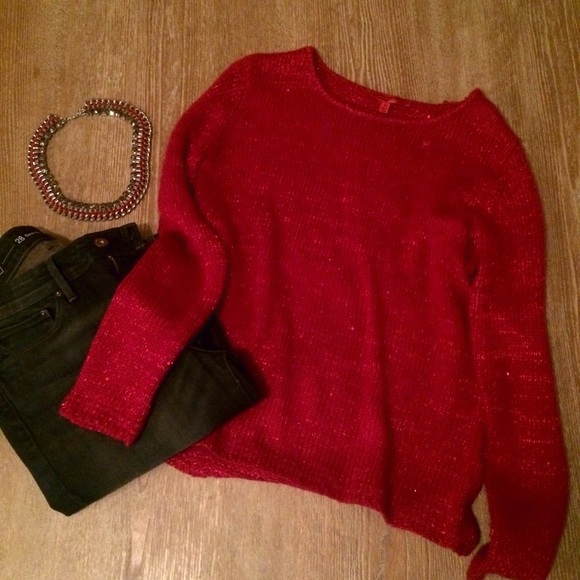 Sequined Cherry Red Sweater