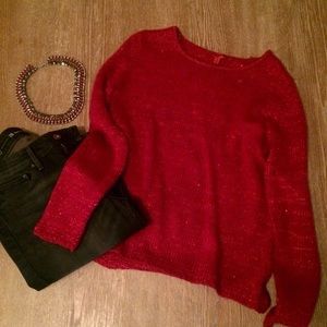 Sequined Cherry Red Sweater