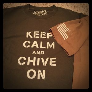 Keep Calm and Chive On military tees in Mens Small