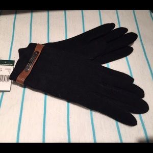 SOLD Ralph Lauren Black Wool Cashmere Gloves S NWT