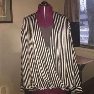 Plus Sized 0X Apt. 9 Black and White Stripe Blouse