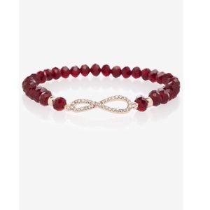 Pave Infinity And Faceted Bead Stretch Bracelet