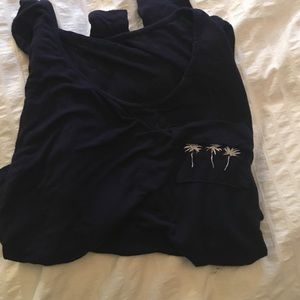 Pacsun Blue Top with Pom Trees